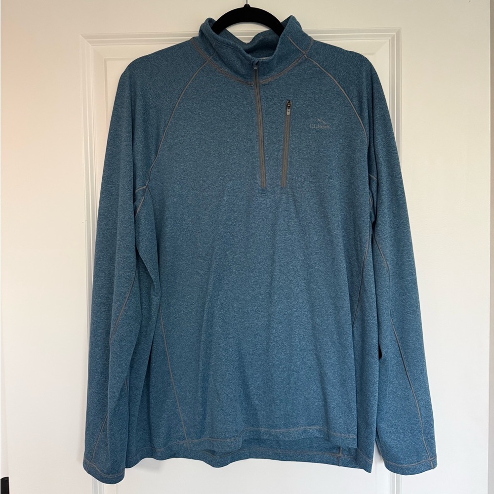 L.L. Bean Ridge Runner Slightly Fitted Performance 1/4 Zip Pullover in blue L